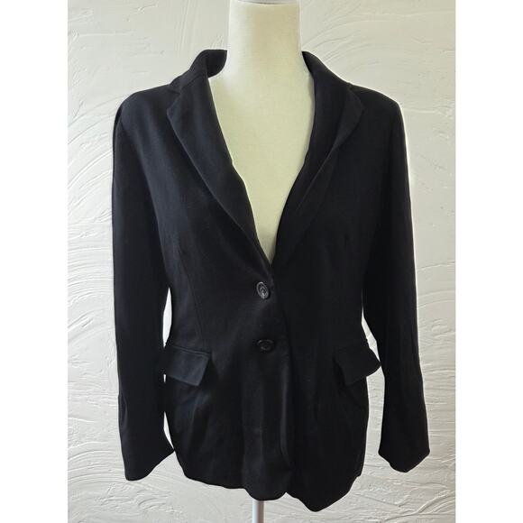 Chico's Womans Black Blazer Leopard Print Lining Size 1 / Medium - Picture 2 of 7